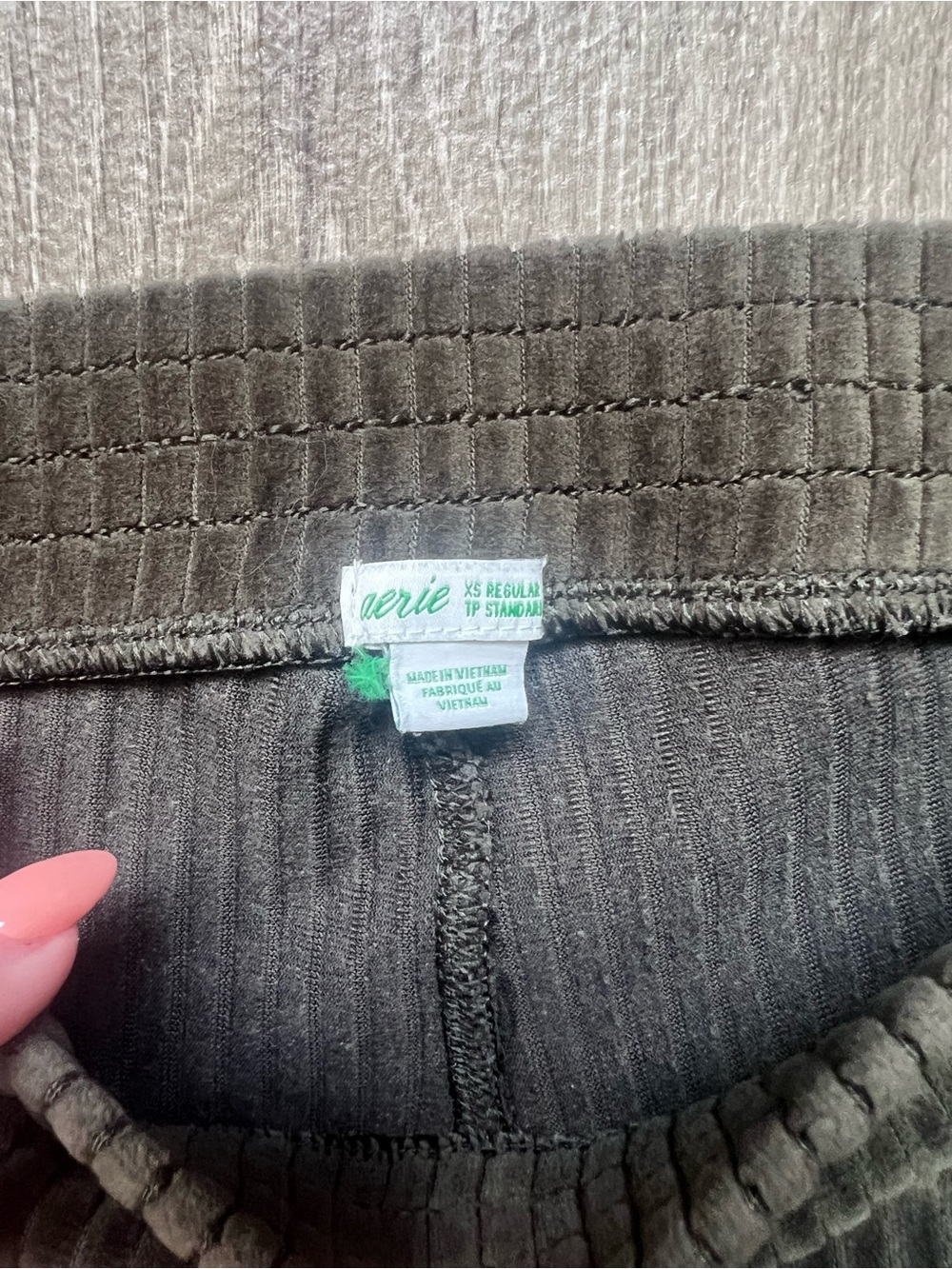 Aerie Corduroy Flare Pants Women XS Olive Green Excellent Ribbed High Waist - Picture 3 of 4